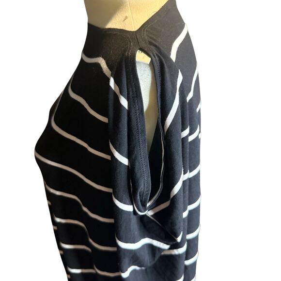 Max Studio Striped Dolman Blouson Bat Wing Dress, Black White, Medium, NWT - Picture 2 of 8